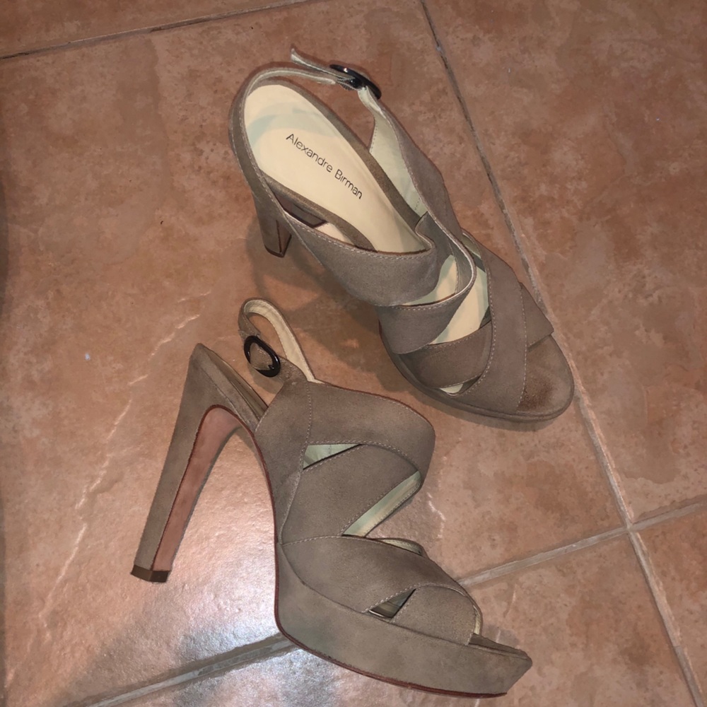 Alexandre Birman Taupe Suede Sandals Size 10